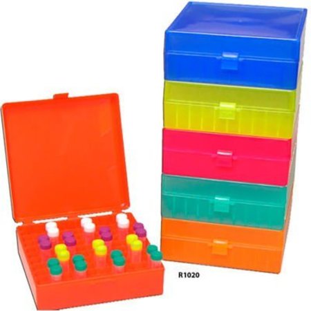 MTC BIO MTC Bio Storage Box with Hinged Lid For 1.5 ml Tubes, 100 Place, Assorted, 5 Pack R1020